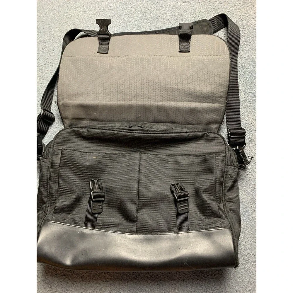 Tumi Laptop Briefcase Messenger Bag Nylon Leather Multiple Pockets Black